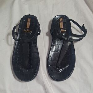 Sam Edelman Black Croc-Embossed Sandals Size 6.5